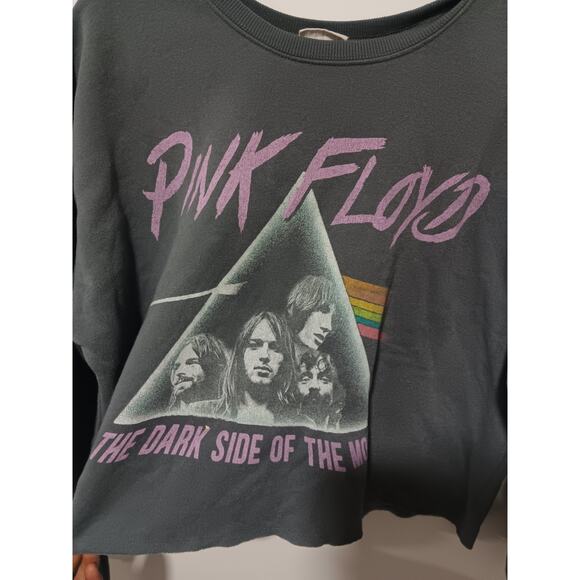 Pink Floyd The Dark Side Of The Moon Cropped Sweatshirt Size Large Crop Top Crew - Picture 1 of 4